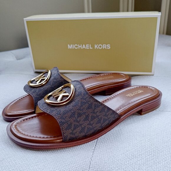 Michael Kors Hannah Signature Logo Slide Sandal US8 49S5HNFS1B - Picture 3 of 11